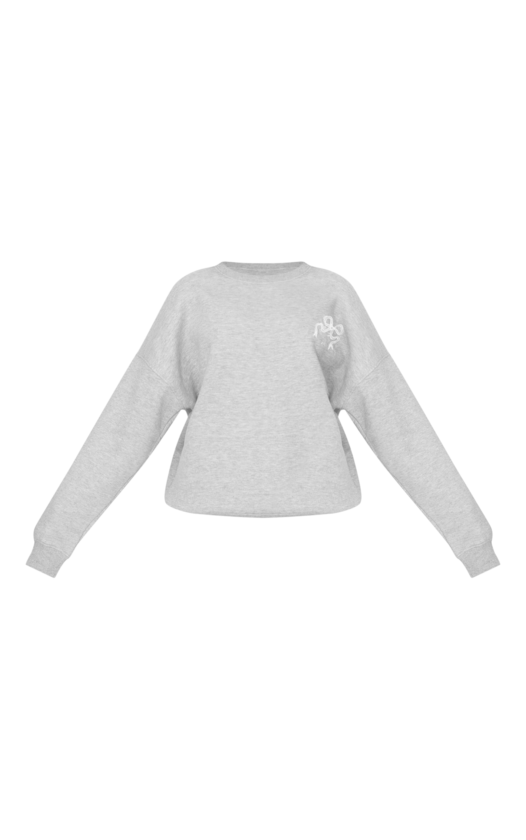 Petite Ash Grey Crew Neck Oversized Sweatshirt image 5