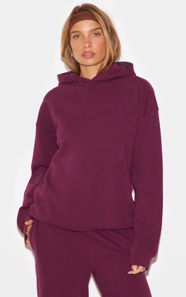 Hoodie oversize doublé deluxe prune image 1