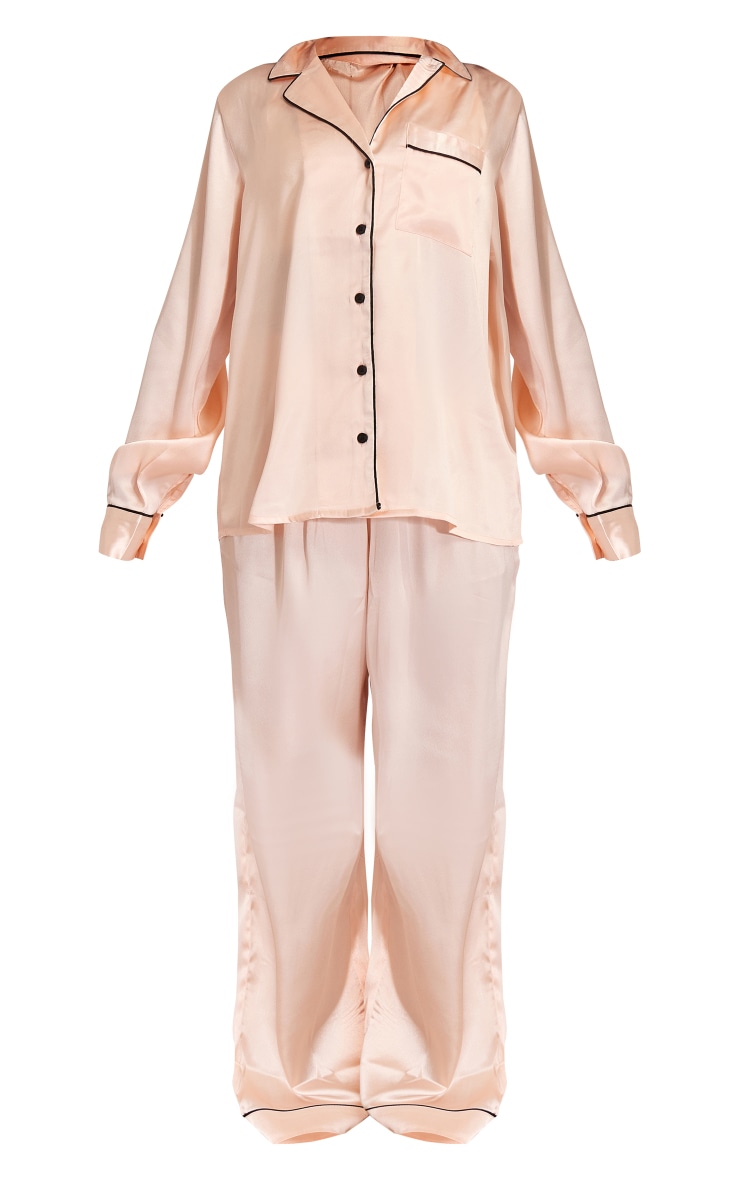 Petite PRETTYLITTLETHING Ensemble de pyjama long satiné or rose à liserés contrastants image 5