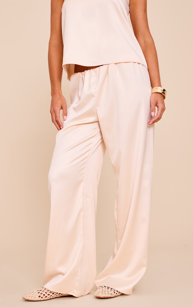 Petite Champagne Satin Wide Leg Pants image 2