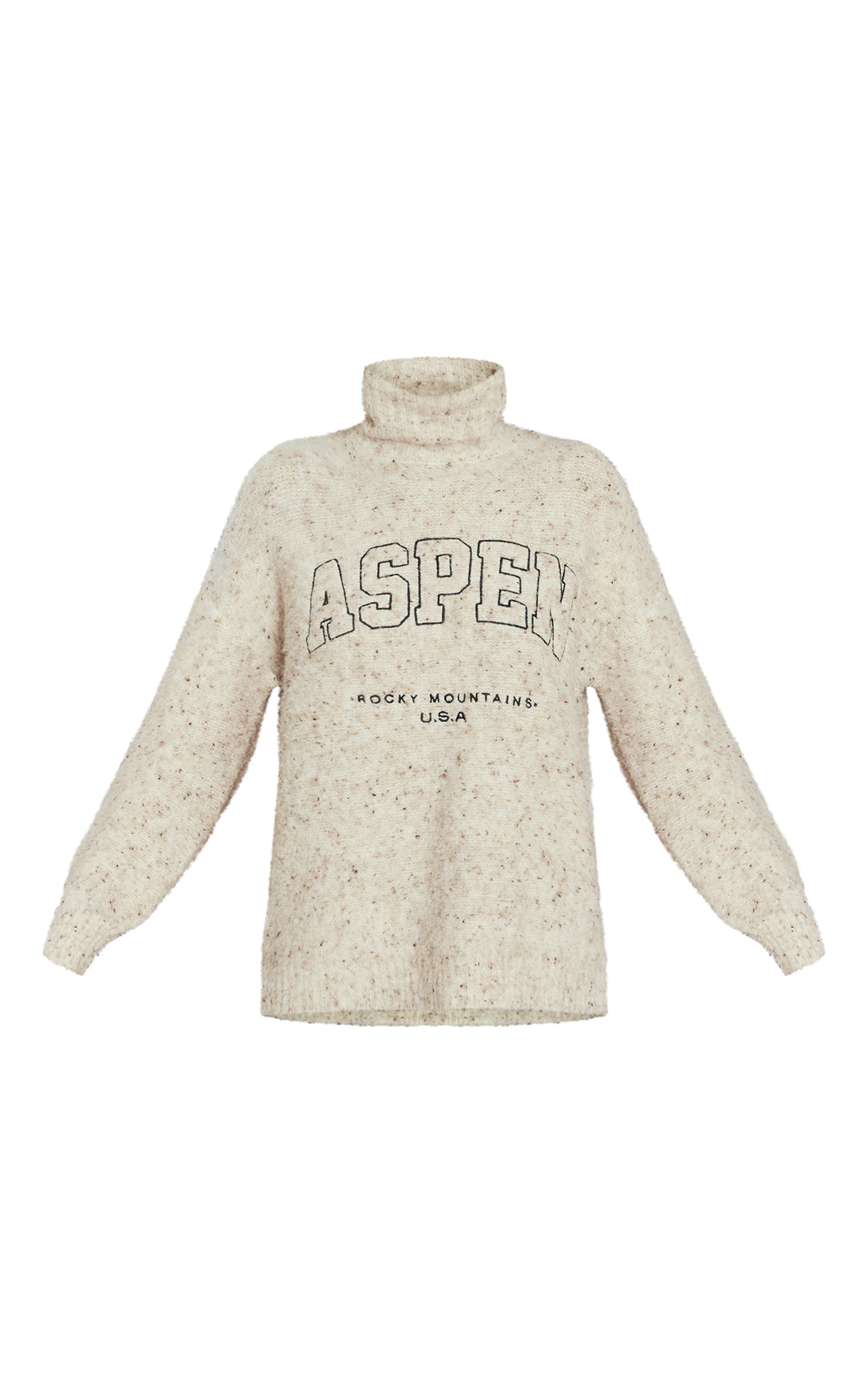 Oatmeal Slogan Embroidered Speckled Oversized Knit Jumper  image 5
