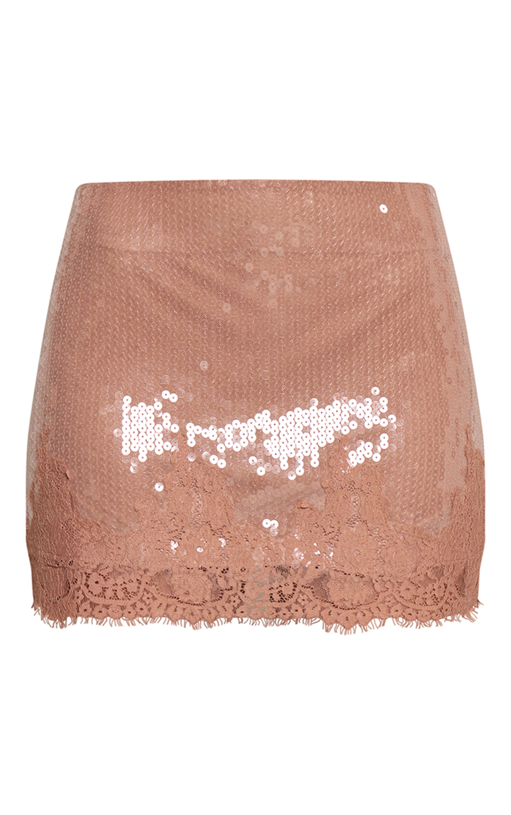 Nude Sequin Lace Mini Skirt  image 6