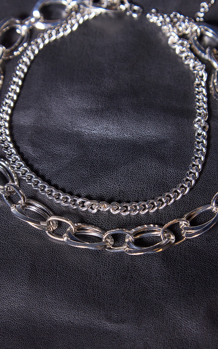 Silver Chunky Layered Necklace image 2