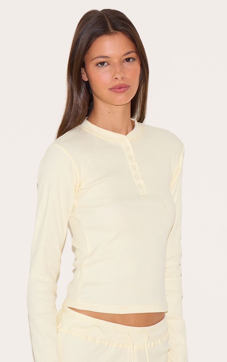 Lemon Ribbed Long Sleeve Long Pj Set image 4