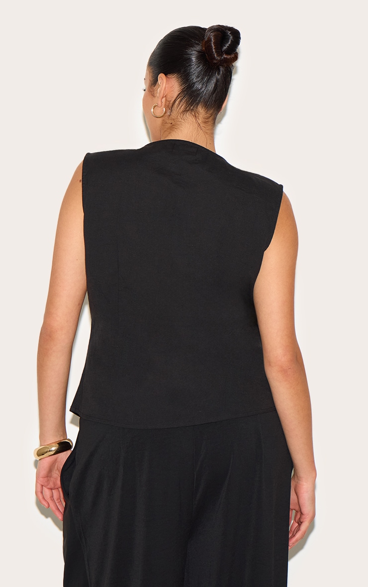 Plus Gilet en effet lin noir noué devant image 2