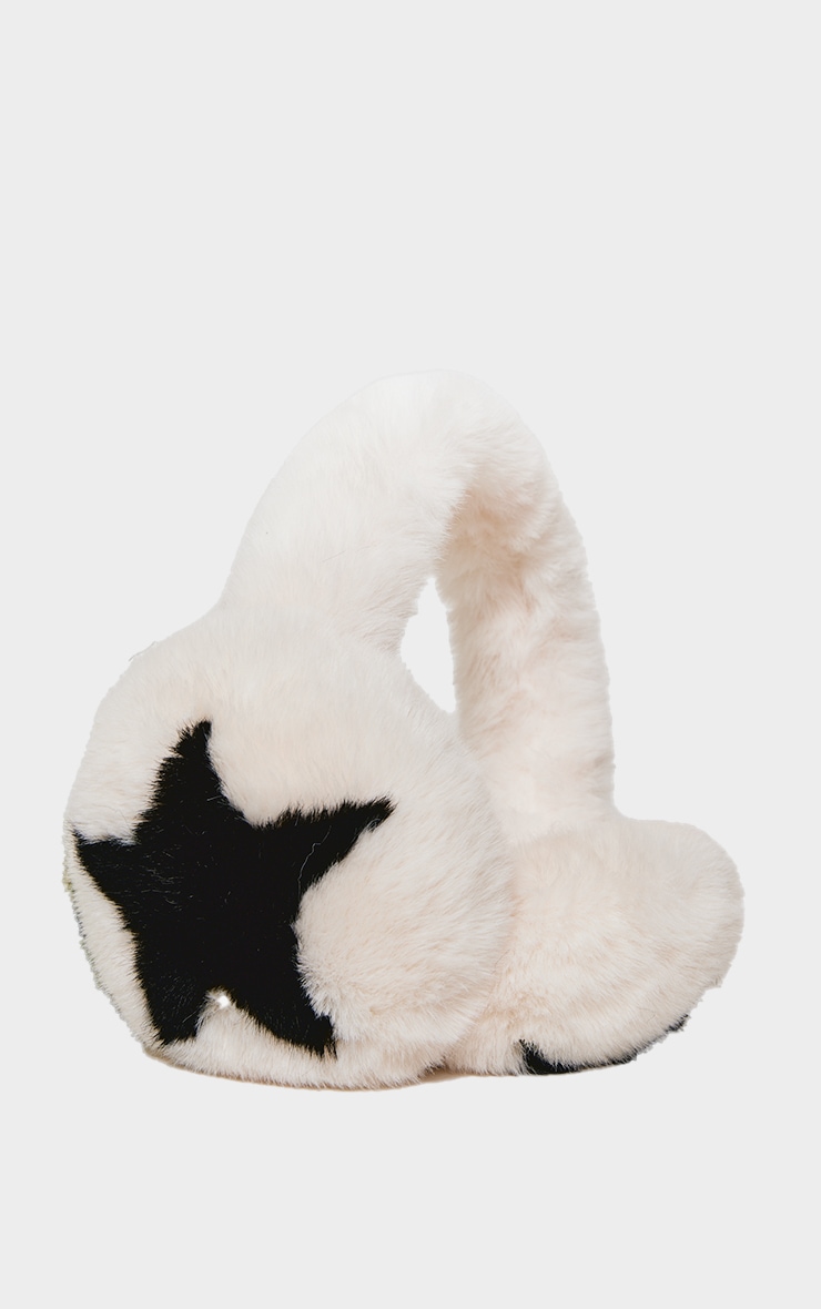 White Faux Fur Star Ear Muffs image 2