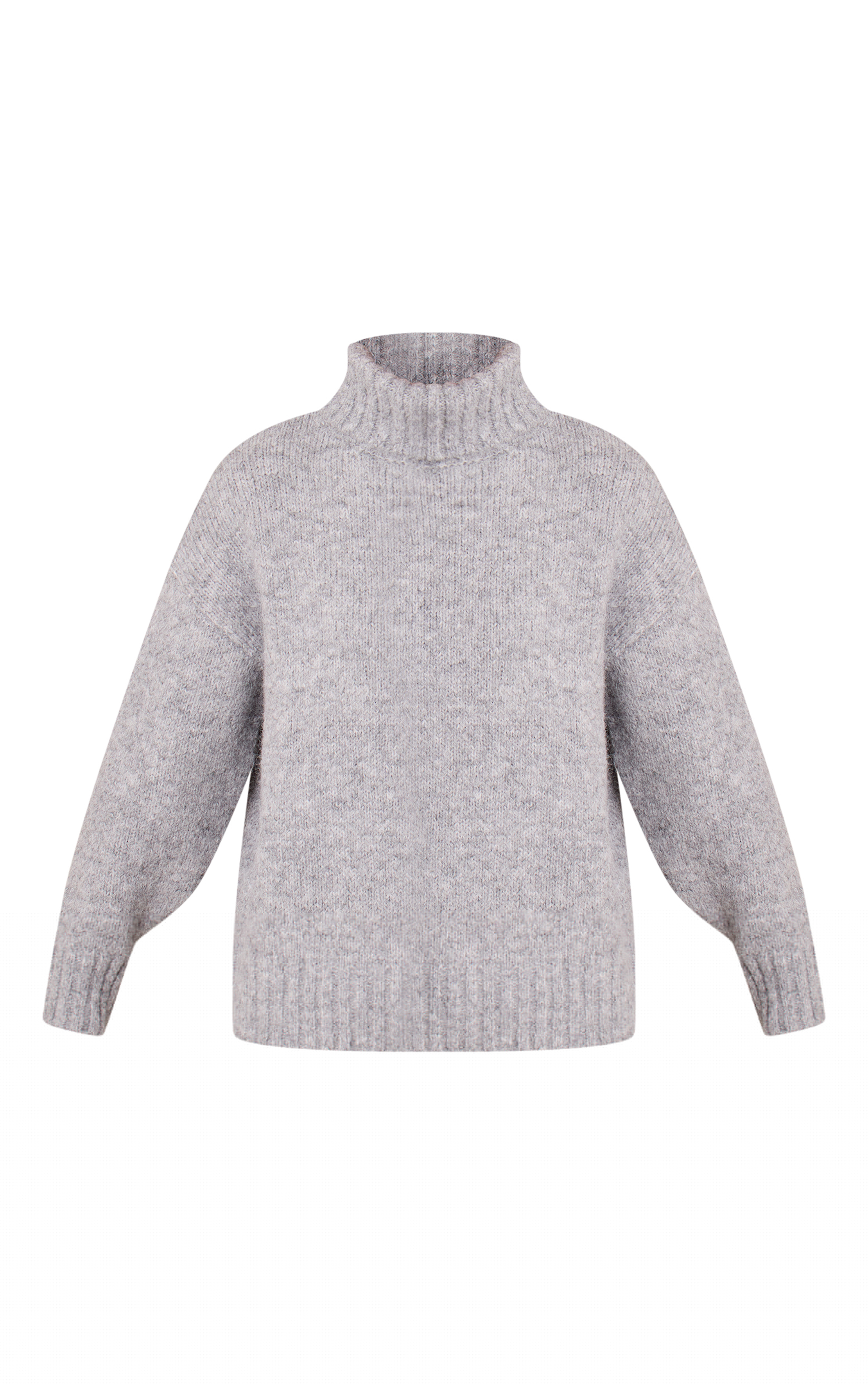 Grey Roll Neck Balloon Sleeve Oversized Jumper image 5
