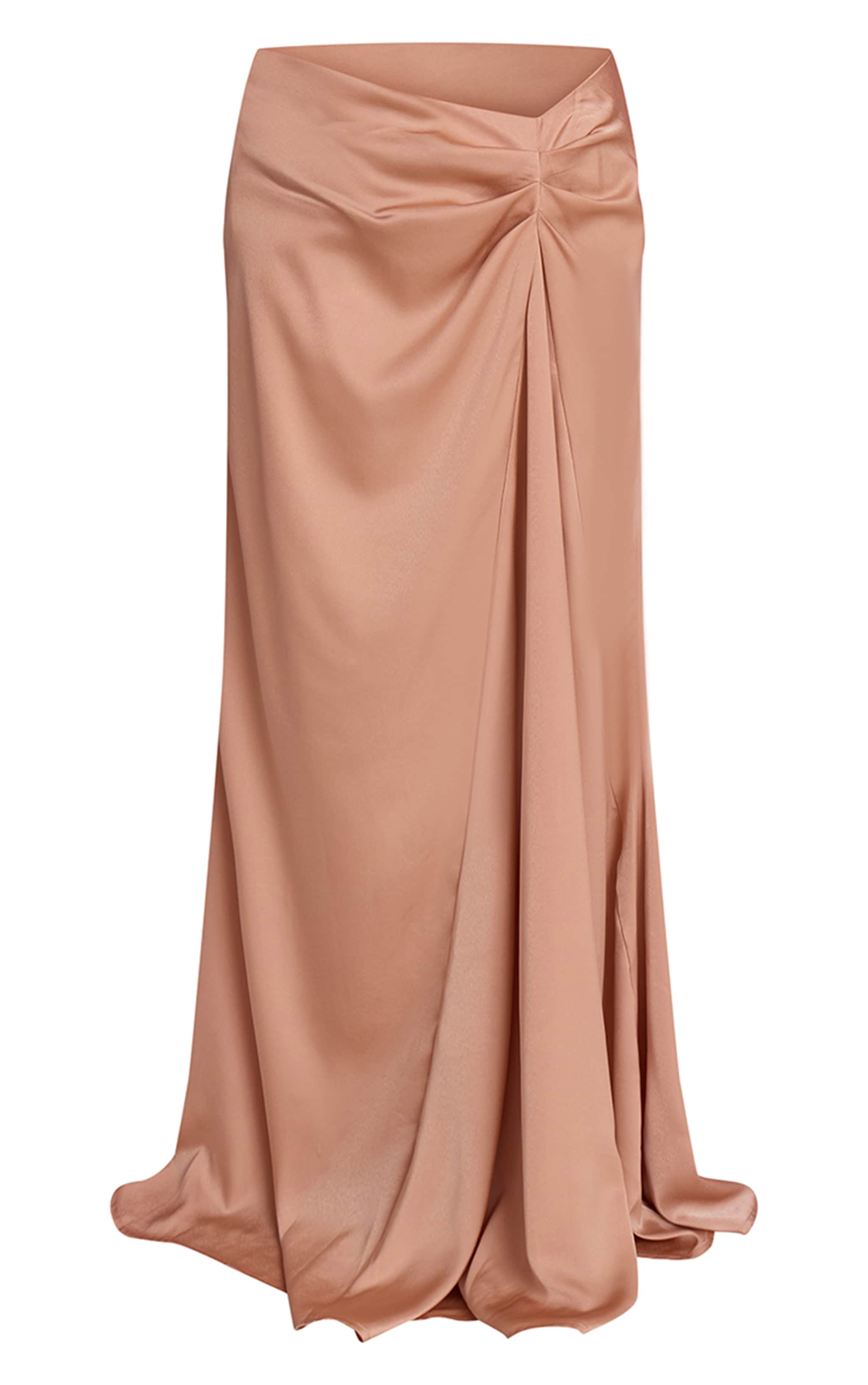 Peach Satin Dipped Waist Maxi Skirt image 5