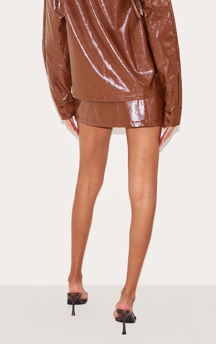 Chocolate Faux Leather Mini Skirt image 3