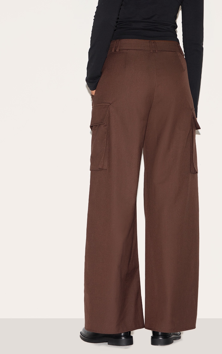 Deep Chocolate Woven Pocket Detail Straight Leg Pants image 3