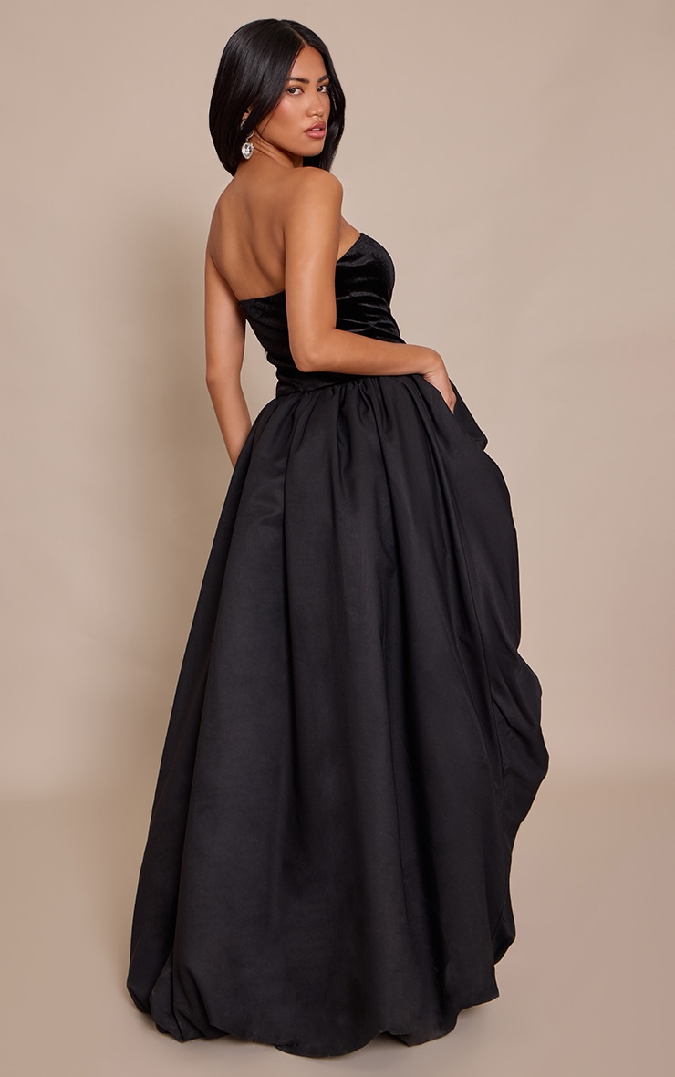 Black Contrast Velvet Maxi Dress image 2