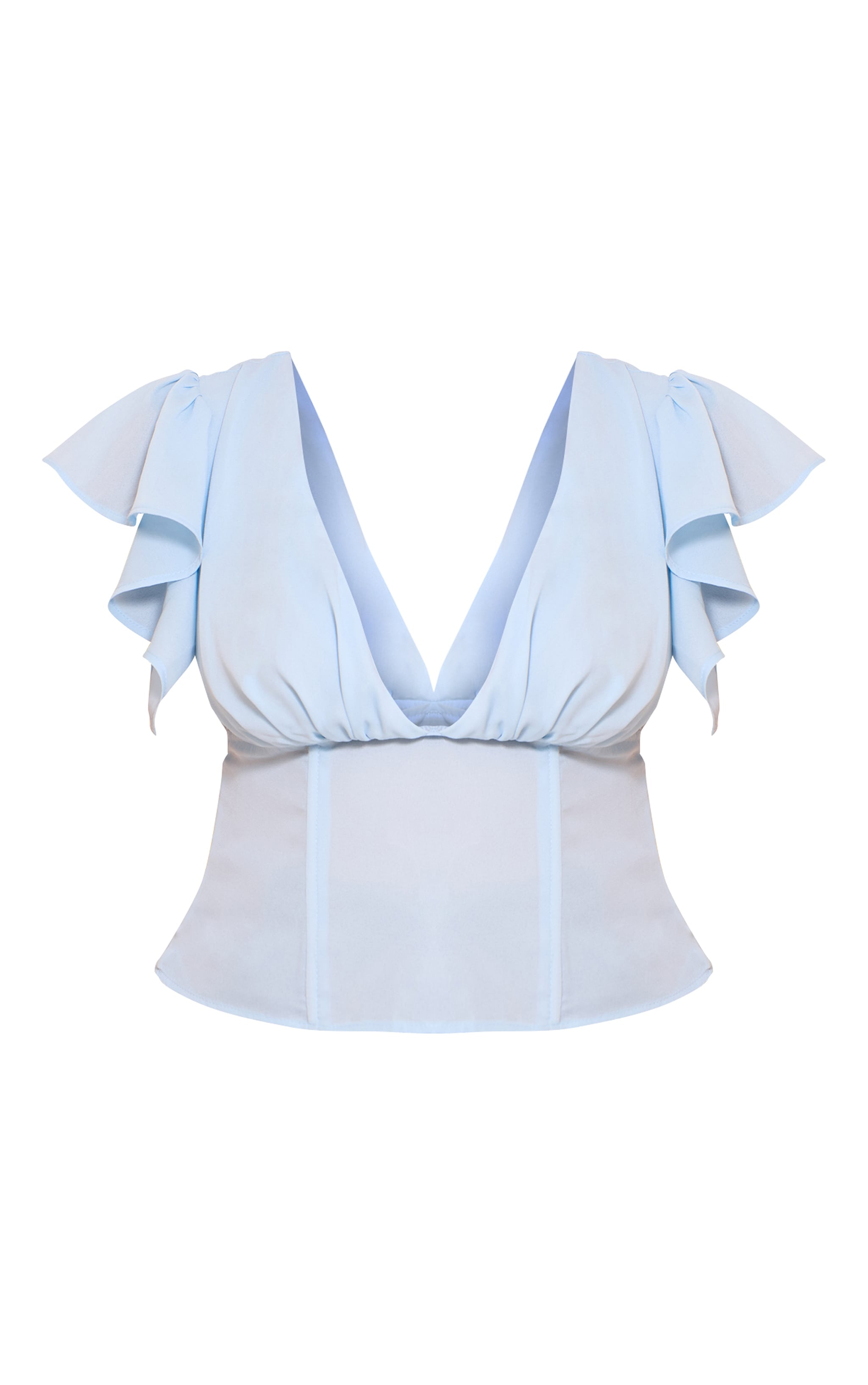 Shape Blue Plunge Front Draspe Shoulder Blouse image 5