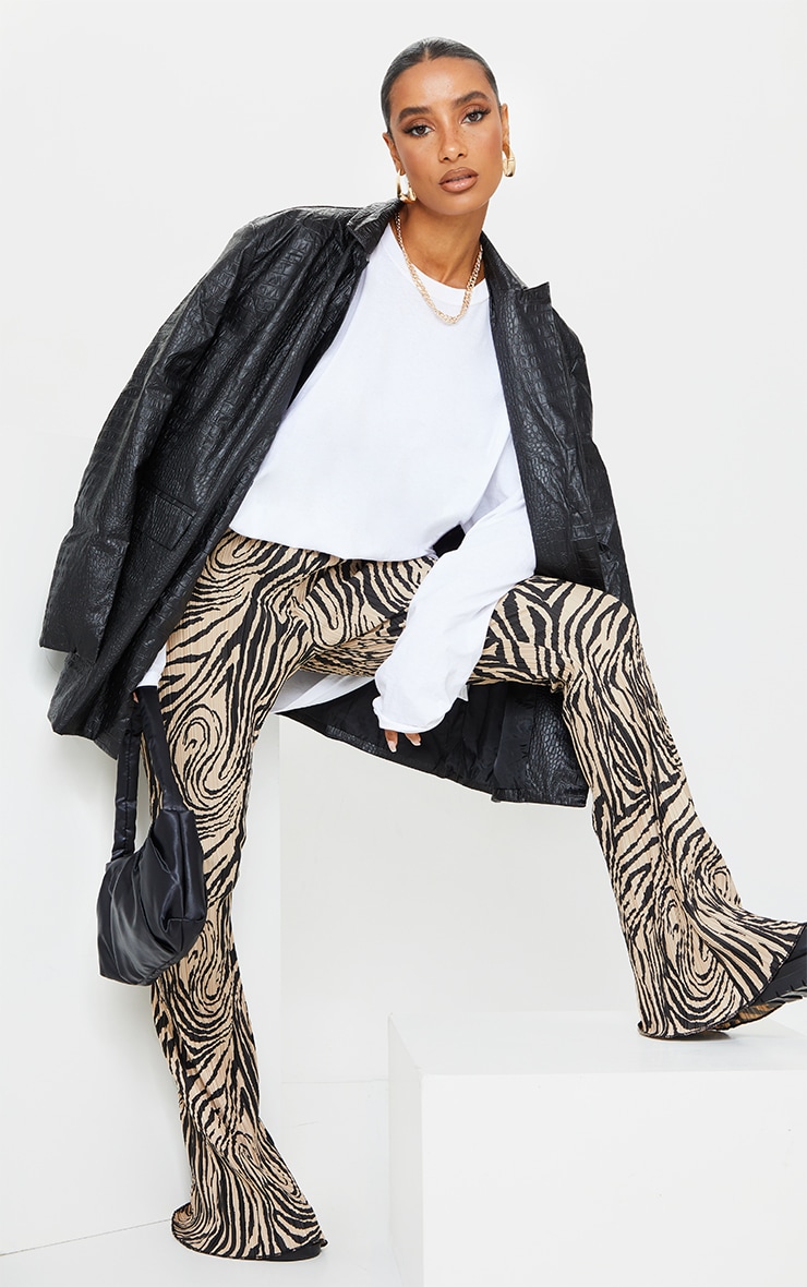 plisse flared trousers