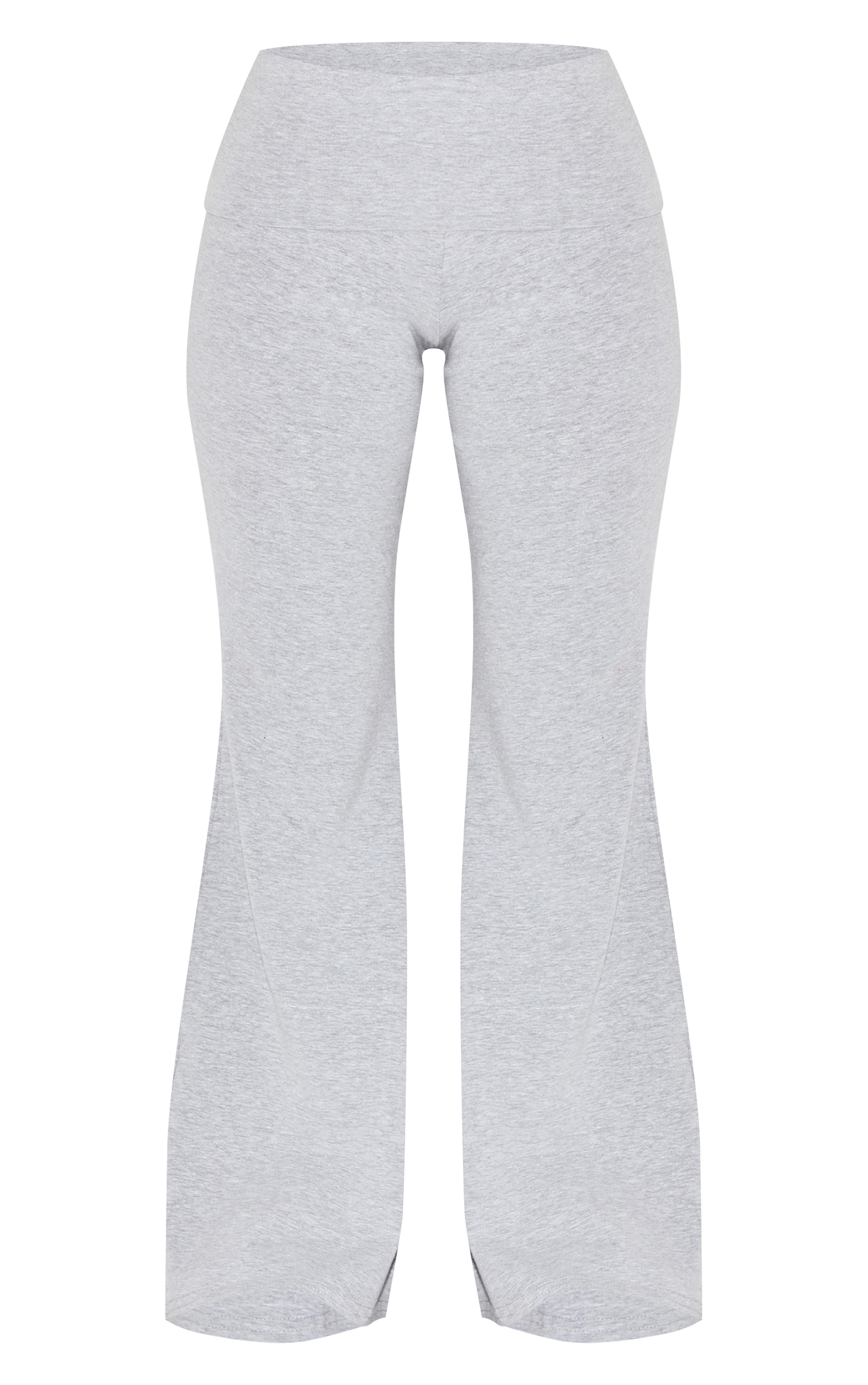 Petite Grey Marl Cotton Fold Detail Flared Pants image 5