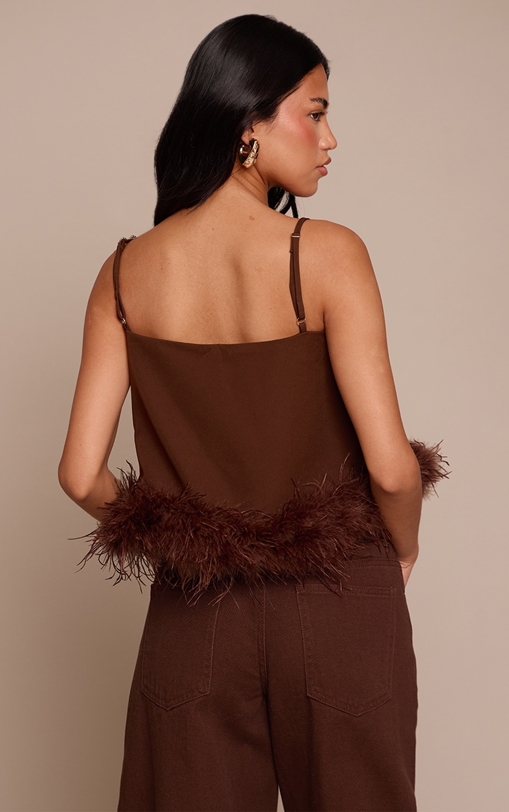 Chocolate Woven Feather Cami image 2