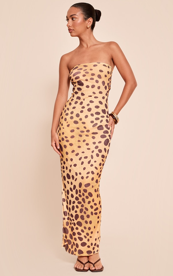 Robe bustier longue texturée imprimée animal