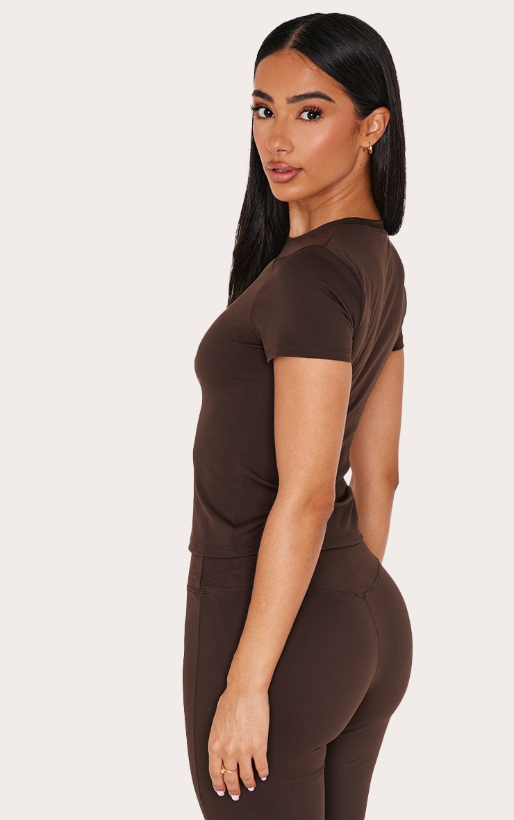 Petite Top de sport long en Sculpt espresso à manches courtes image 2