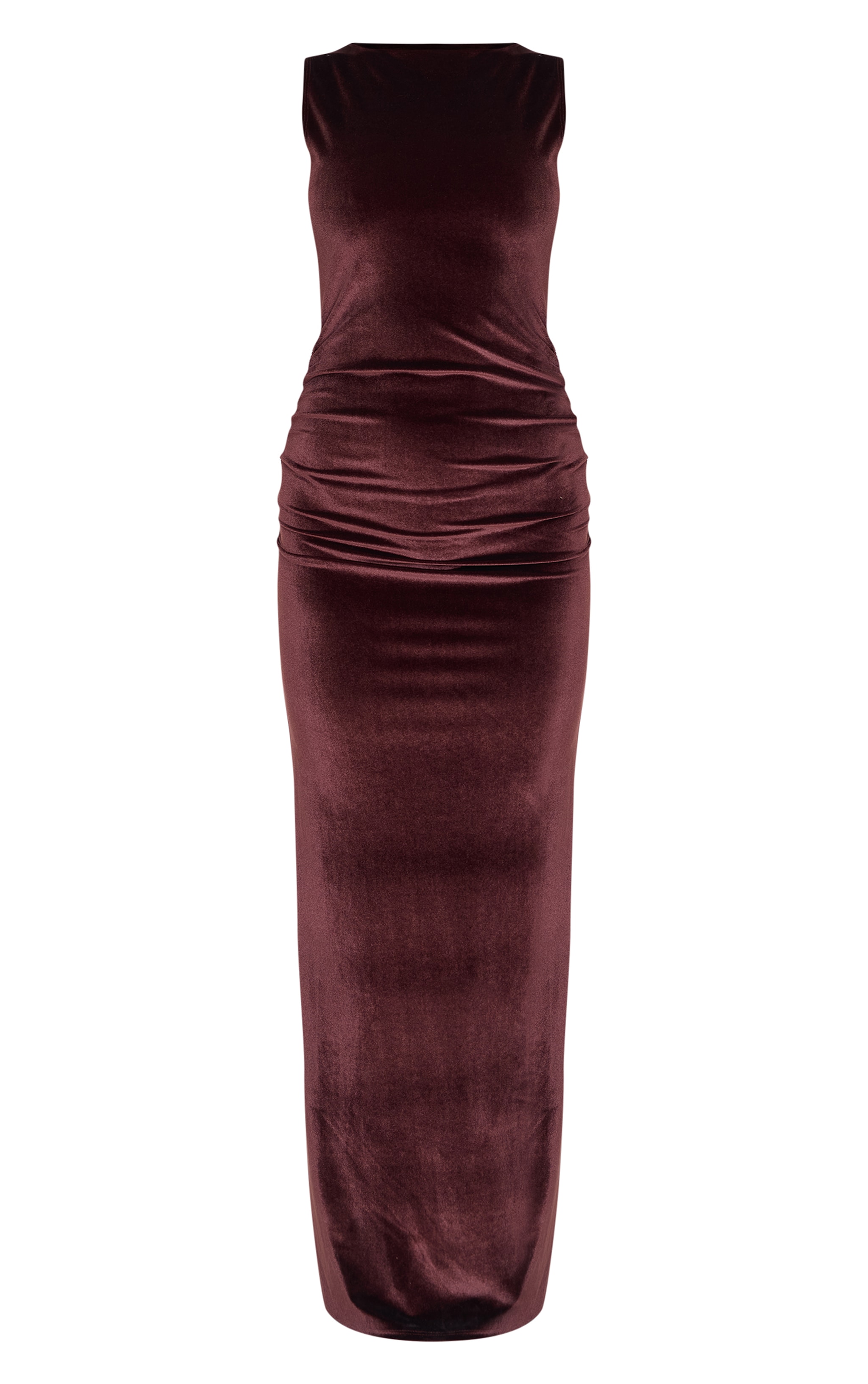 Chocolate Velvet Boat Neck Maxi Dress image 5