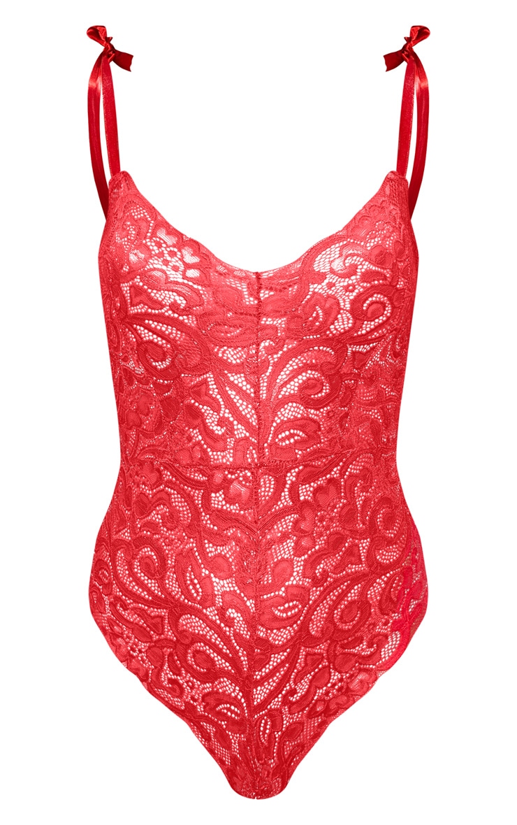 Red Tie Strap Lace Body image 3