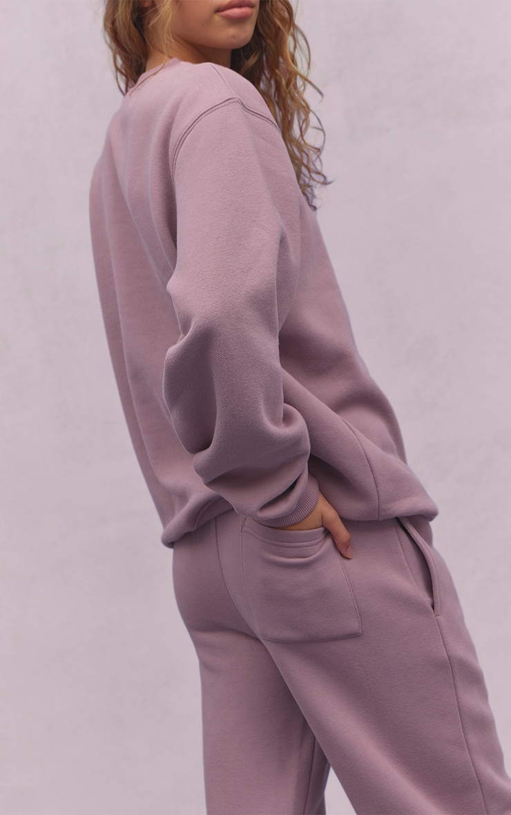 Mauve Cotton Fleece Cuffed Sweat Pants image 4