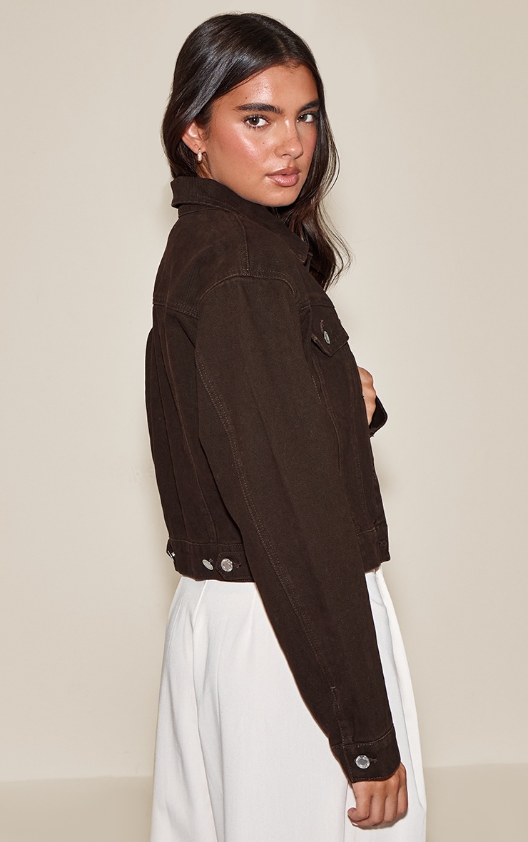 Veste ajustée en jean chocolat image 2