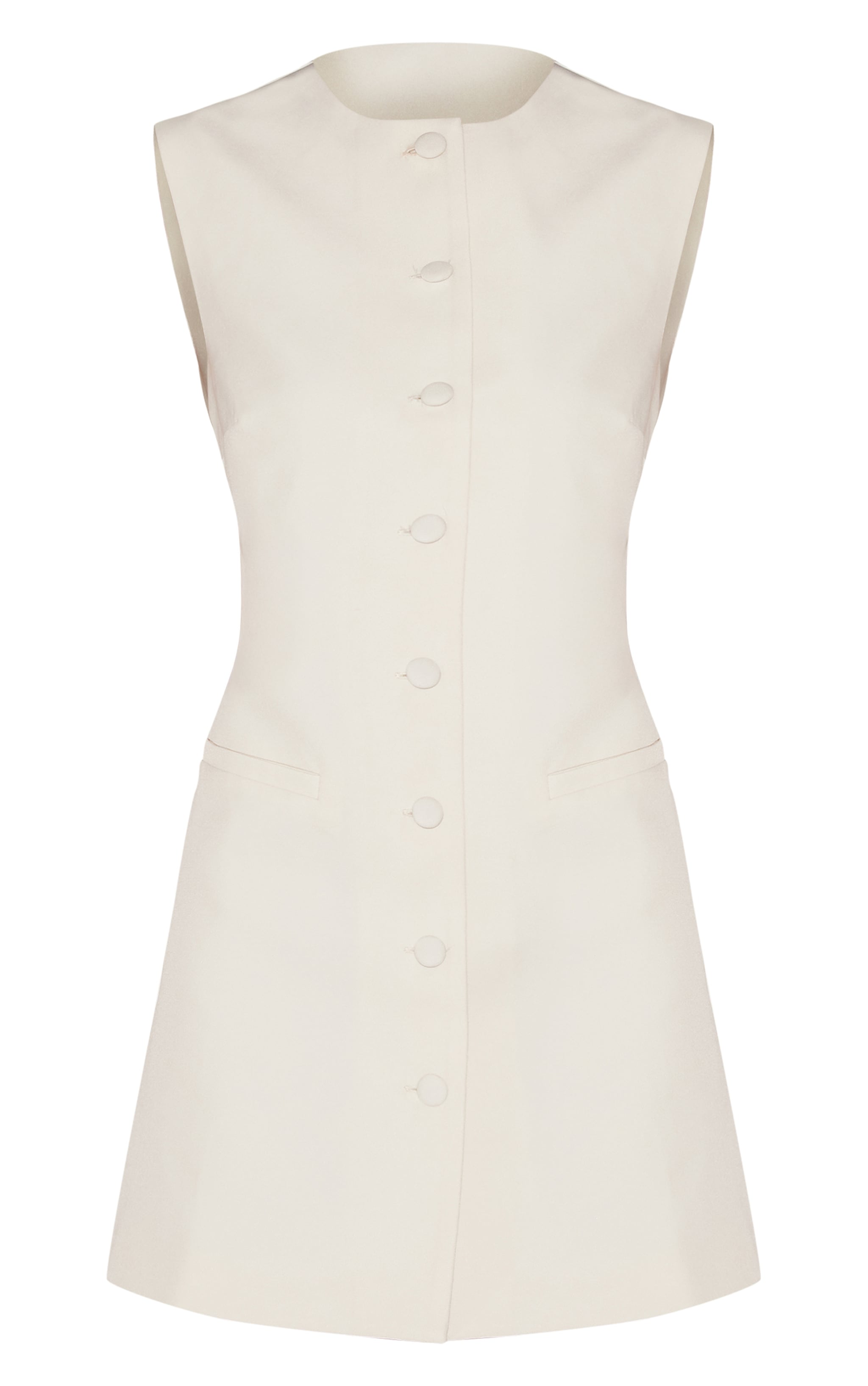 Cream Tailored Woven Button Down A Line Dress image 5