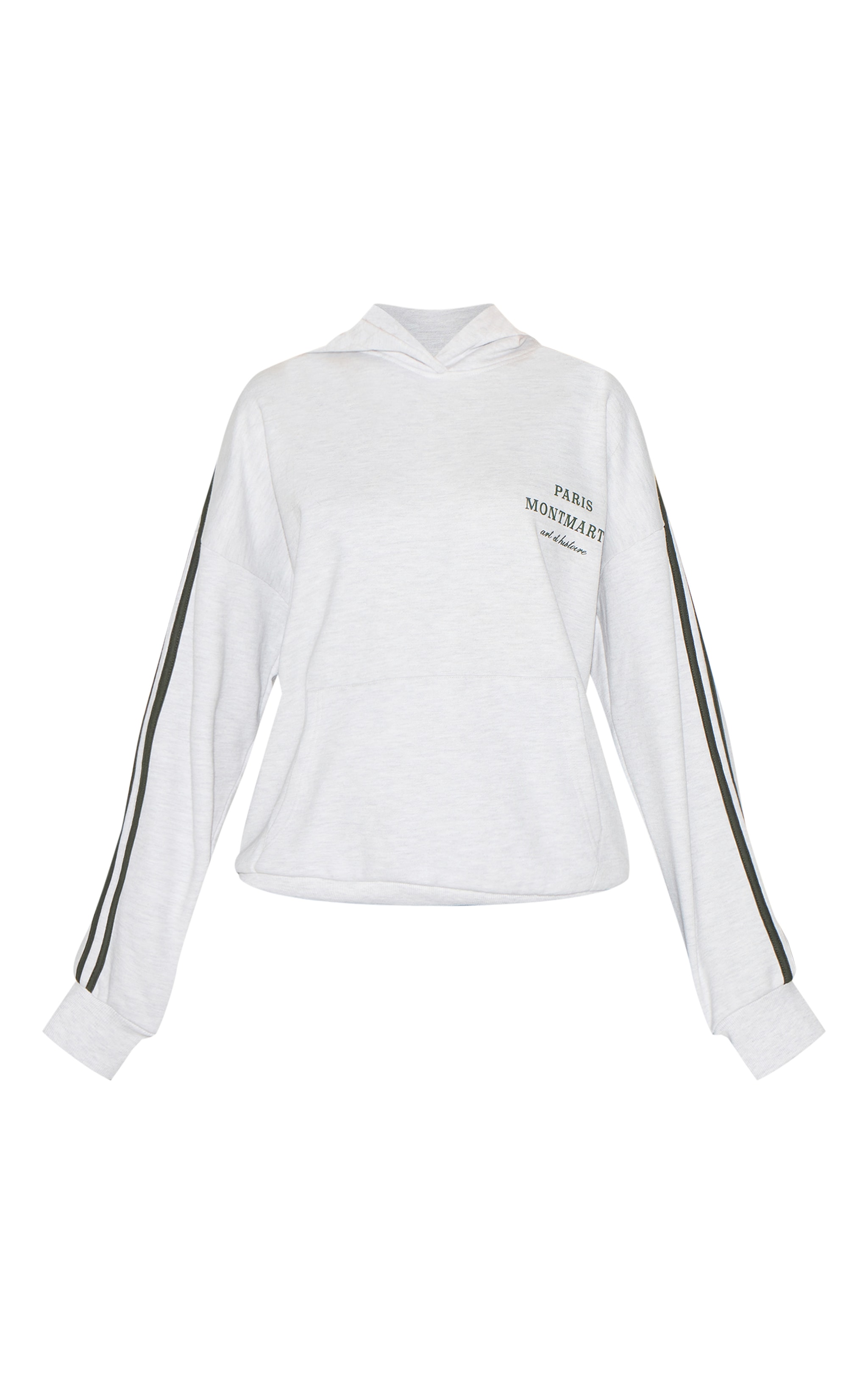 Ash Grey Premium Piping Sleeve Paris Montmartre Embroidered Sweatshirt image 5