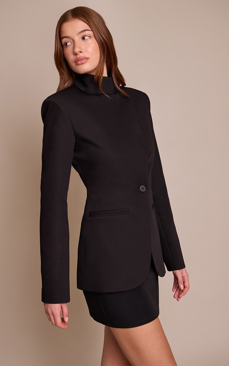 Black Tailored Woven Mid Rise Mini Skirt  image 2