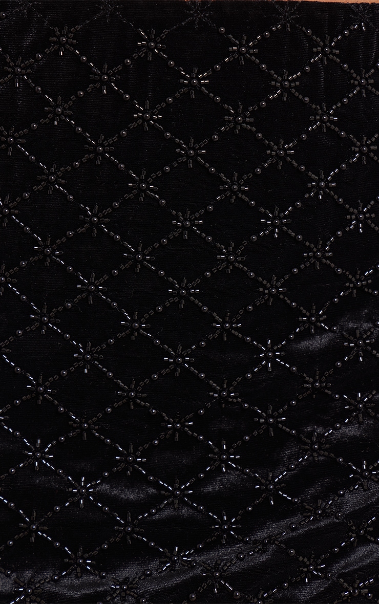 Black Velvet Embroidered Mini Skirt image 5