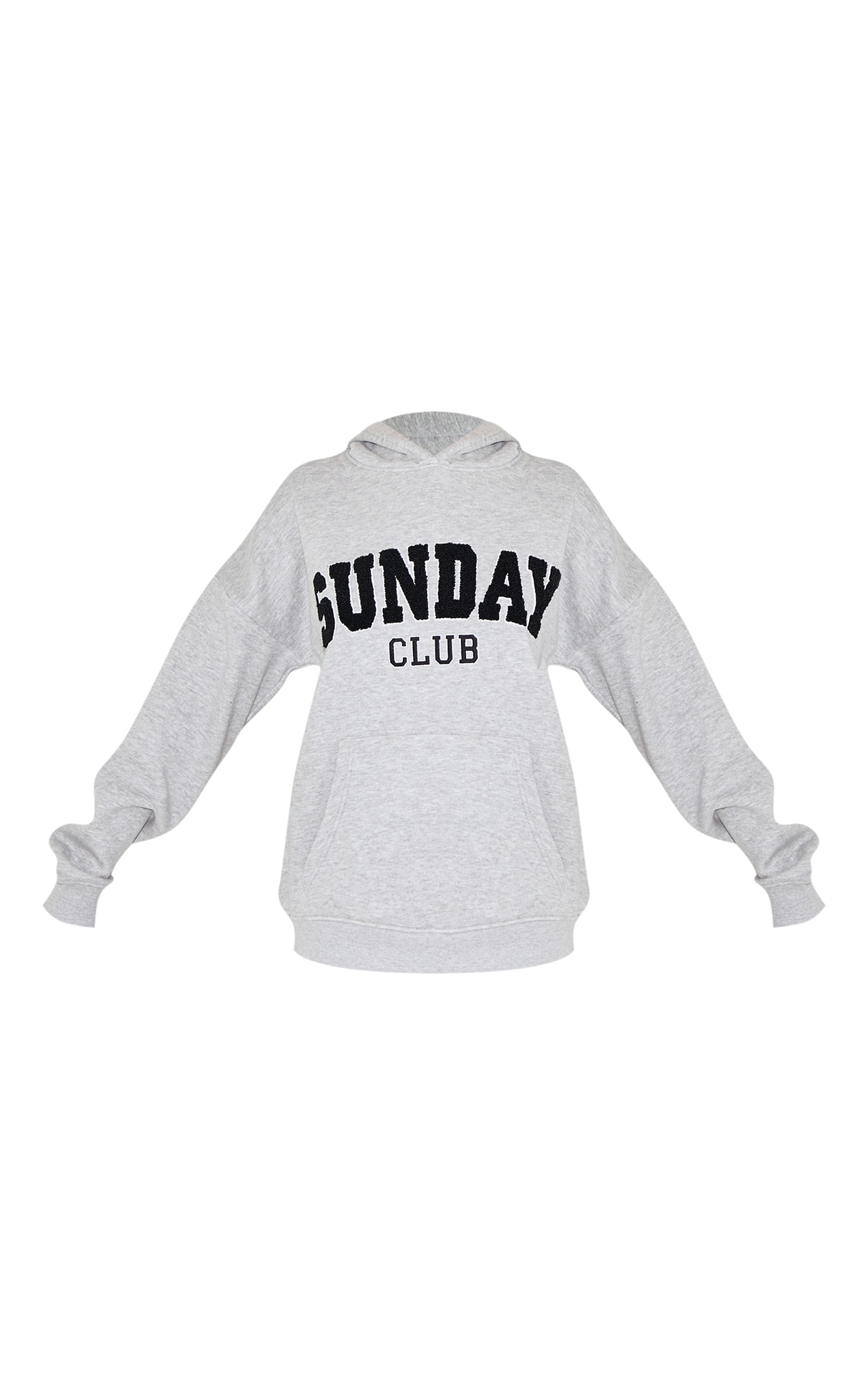 Ash Grey Oversized Sunday Borg Applique Hoodie image 5