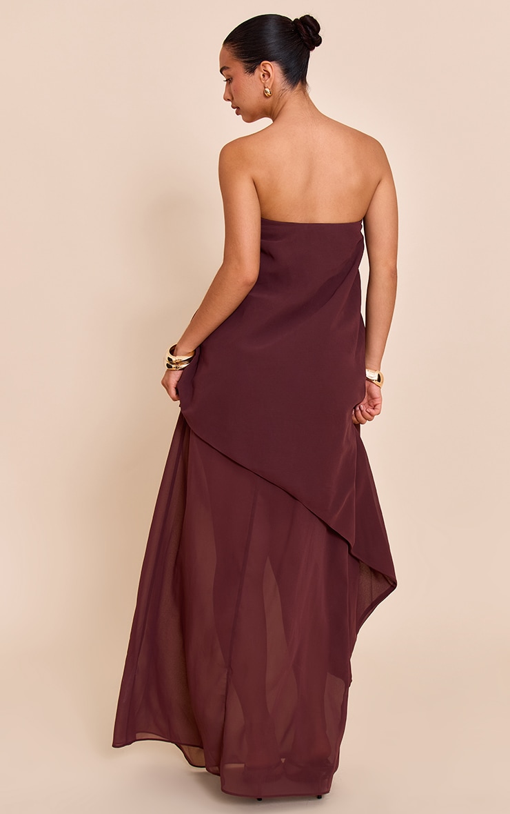 Chocolate Chiffon Bandeau Overlay Maxi Dress image 2