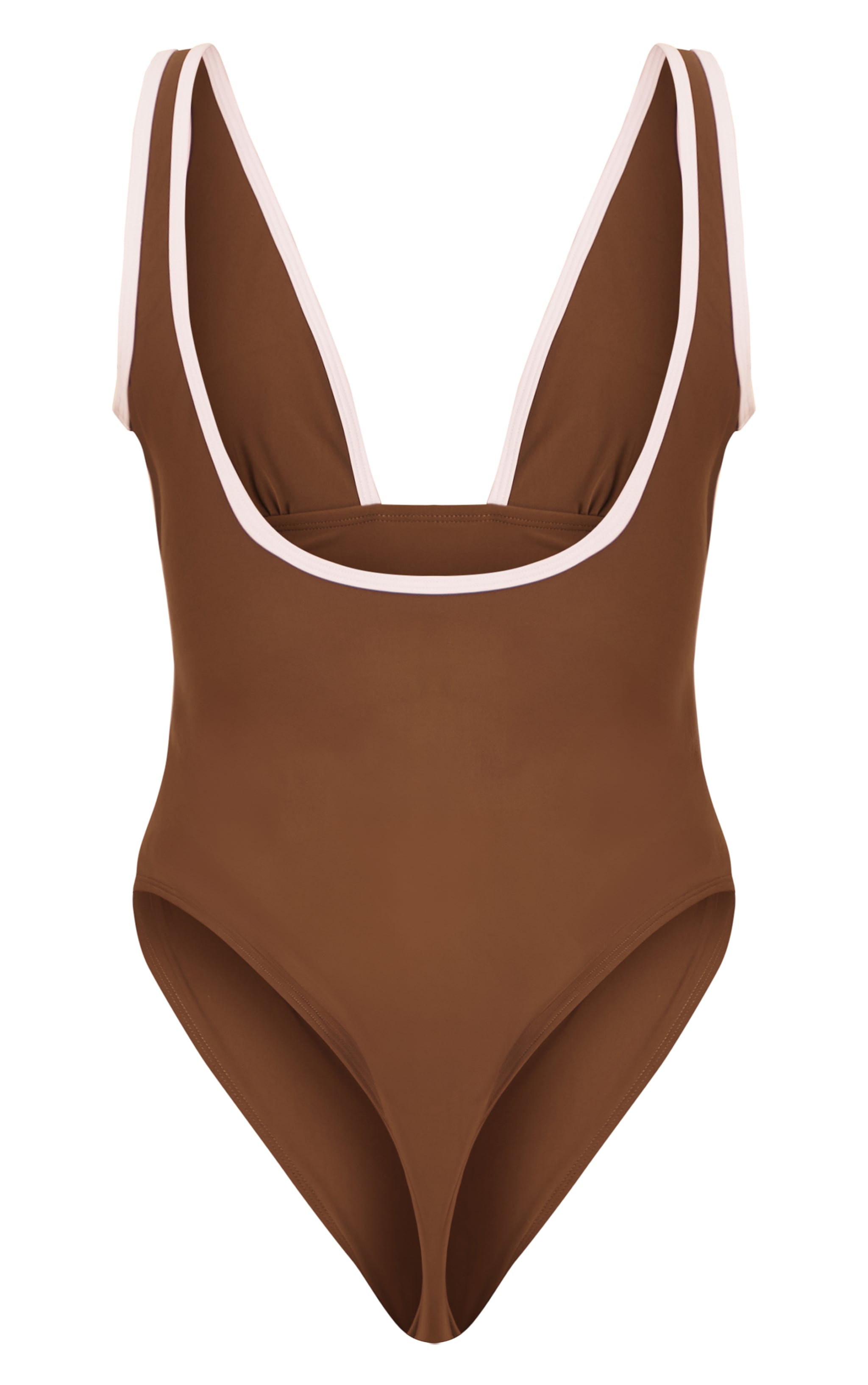 Mocha Contrast Binding Plunge Ruched Swimsuit image 6
