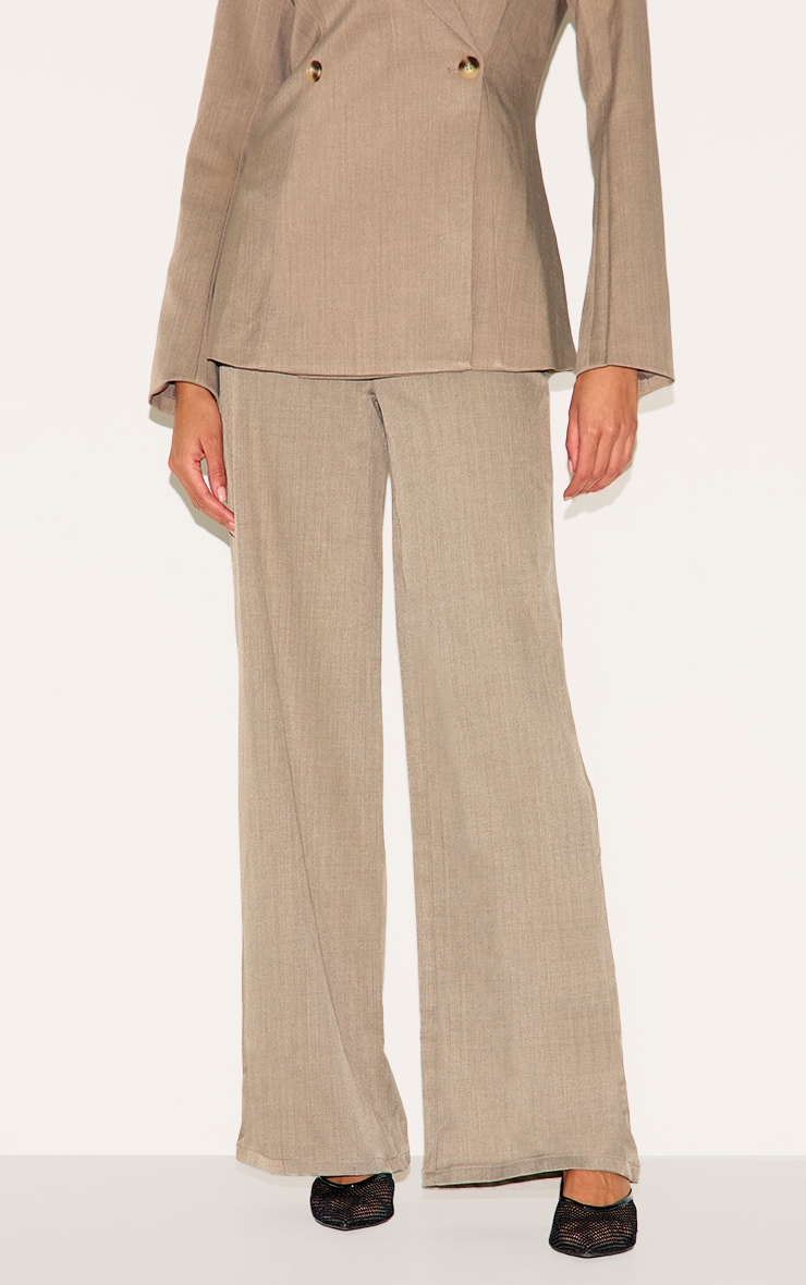 Pantalon large de tailleur ajusté tissé deluxe café au lait foncé image 3