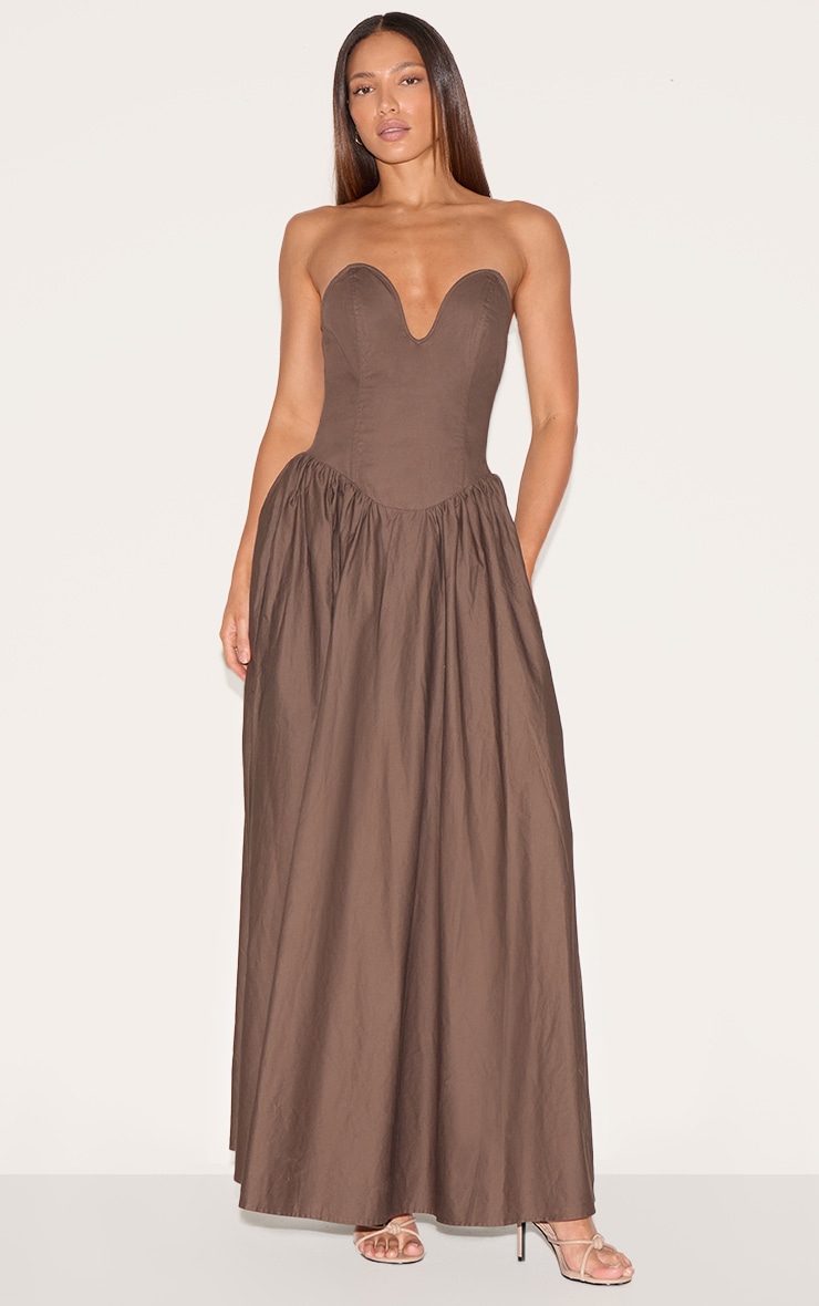Tall Mushroom Bandeau Floaty Woven Midaxi Dress image 1