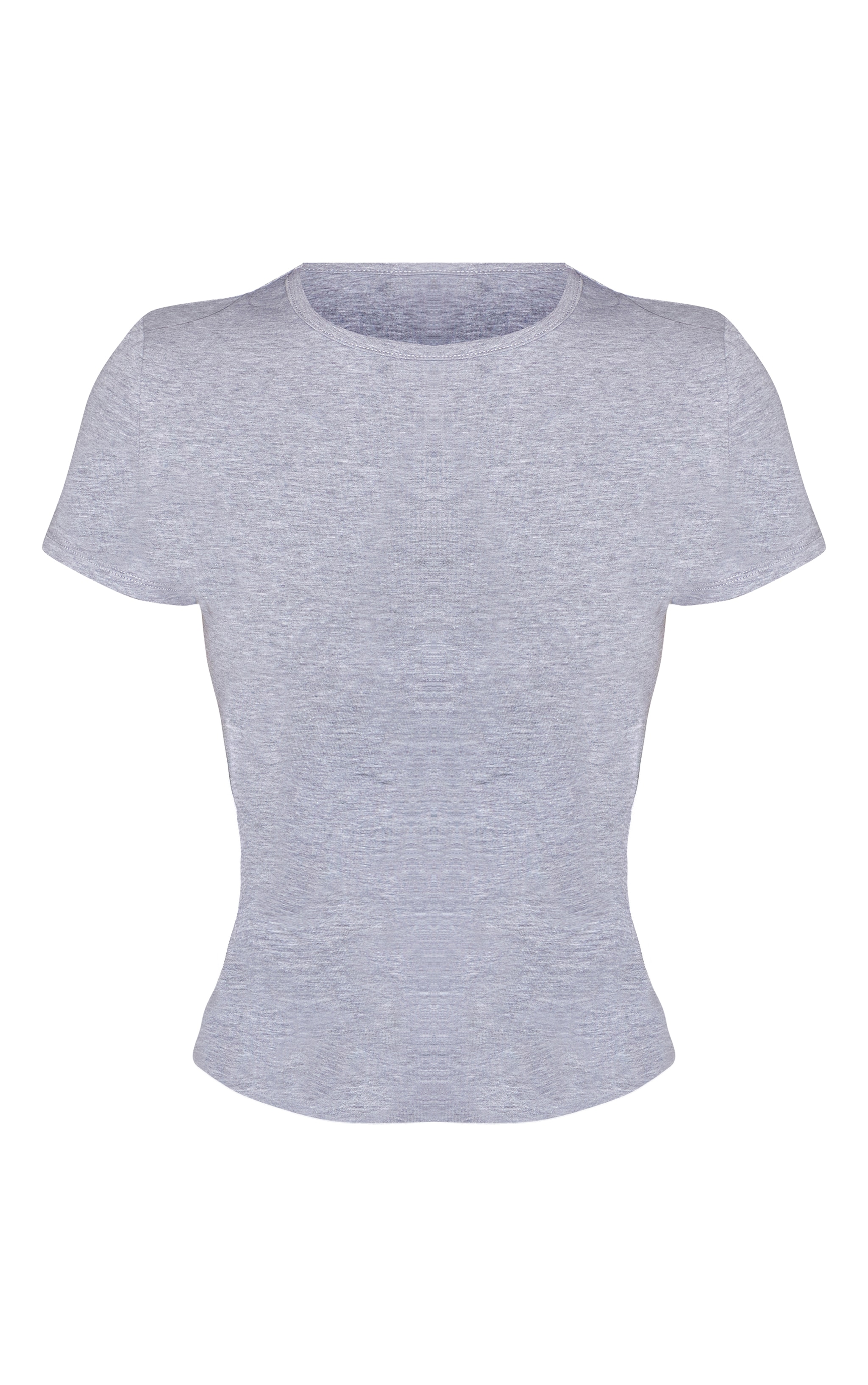 Petite T-shirt long en coton gris chiné à col ras et manches courtes image 5