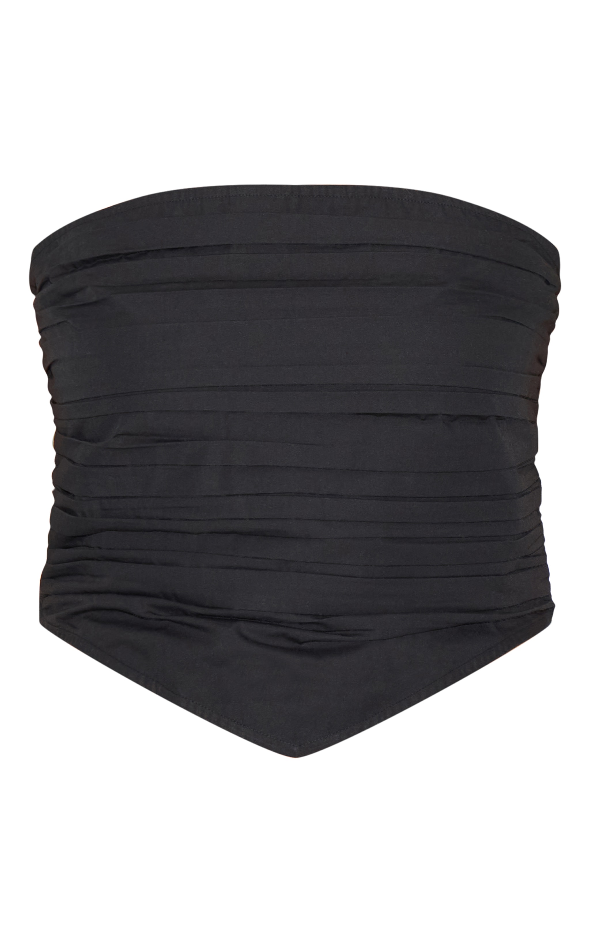 Top Bandeau Froncé en Popeline de Coton Noir Grande Taille image 5