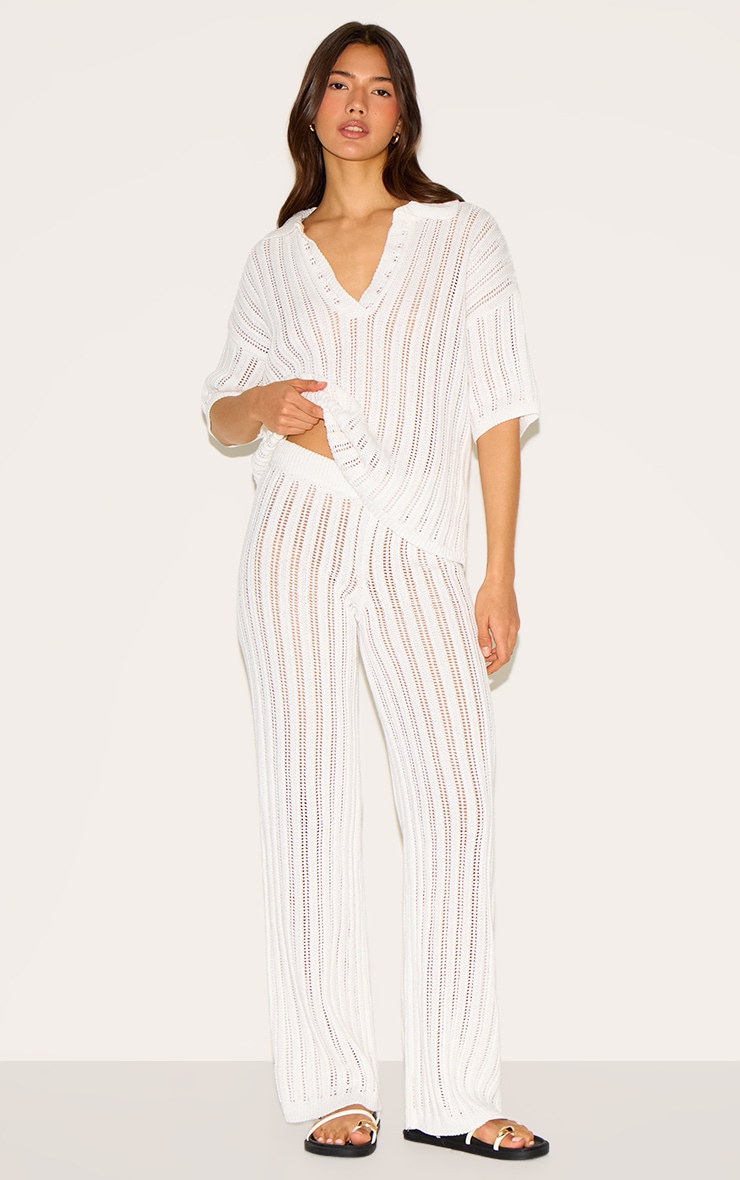  Cream Crochet Knitted Pant image 1