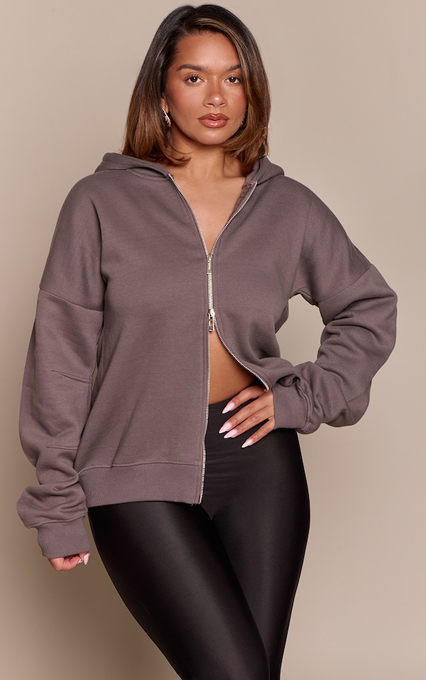 Shape Charcoal Grey Zip Through Hoodie
