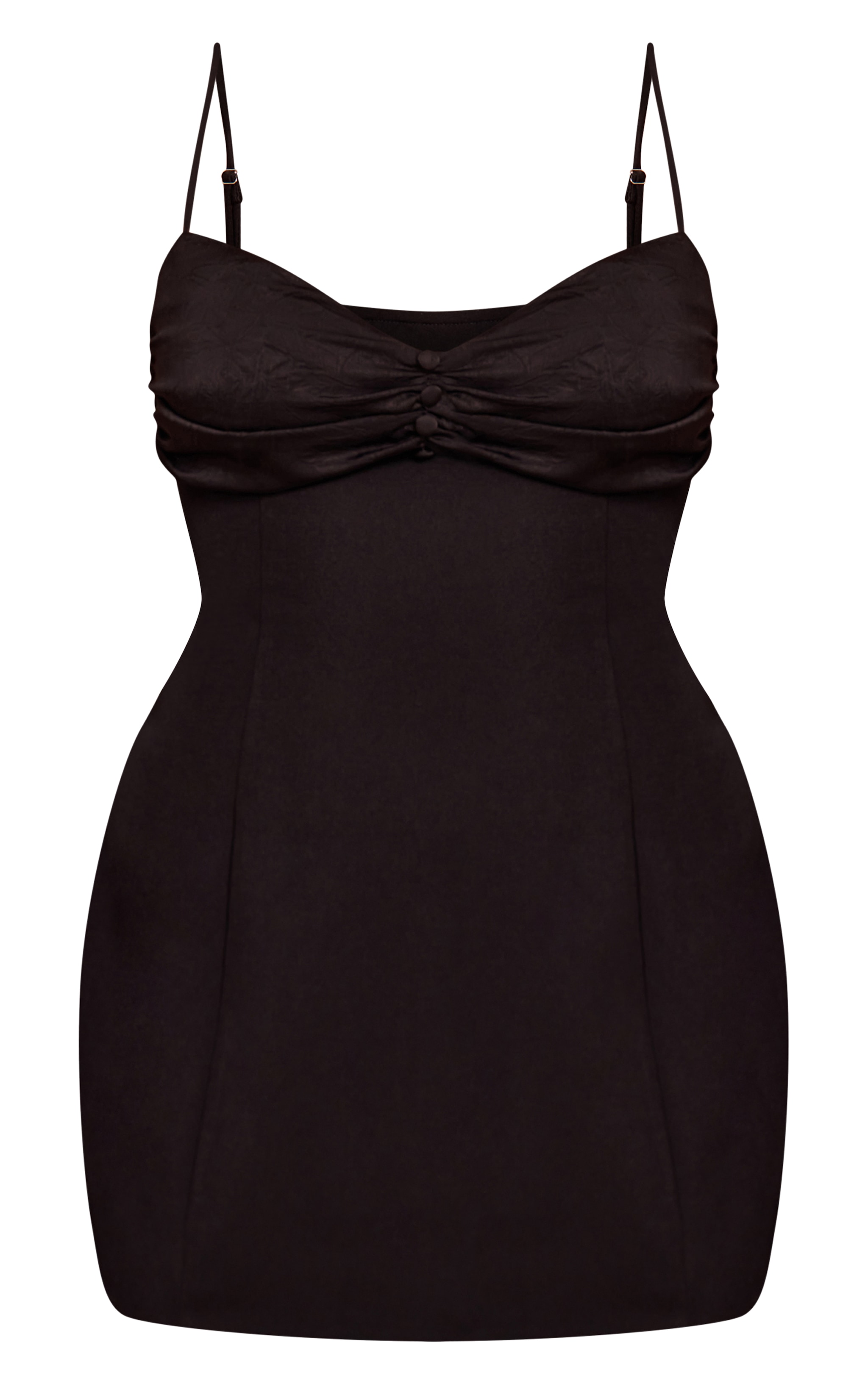 Shape Black Ruched Satin Bust Button Front Mini Dress image 5