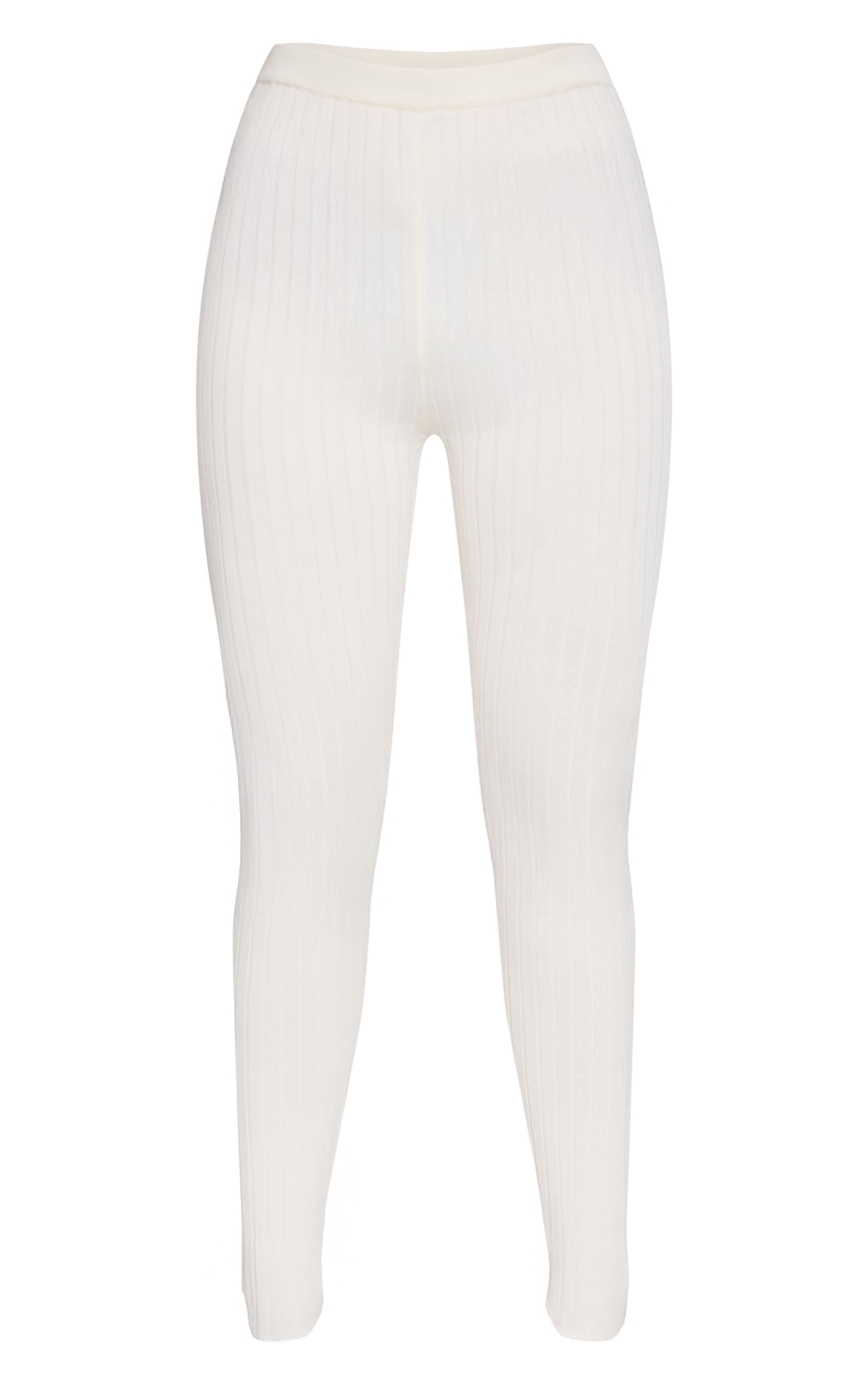 Cream Ribbed Knitted Legging image 5
