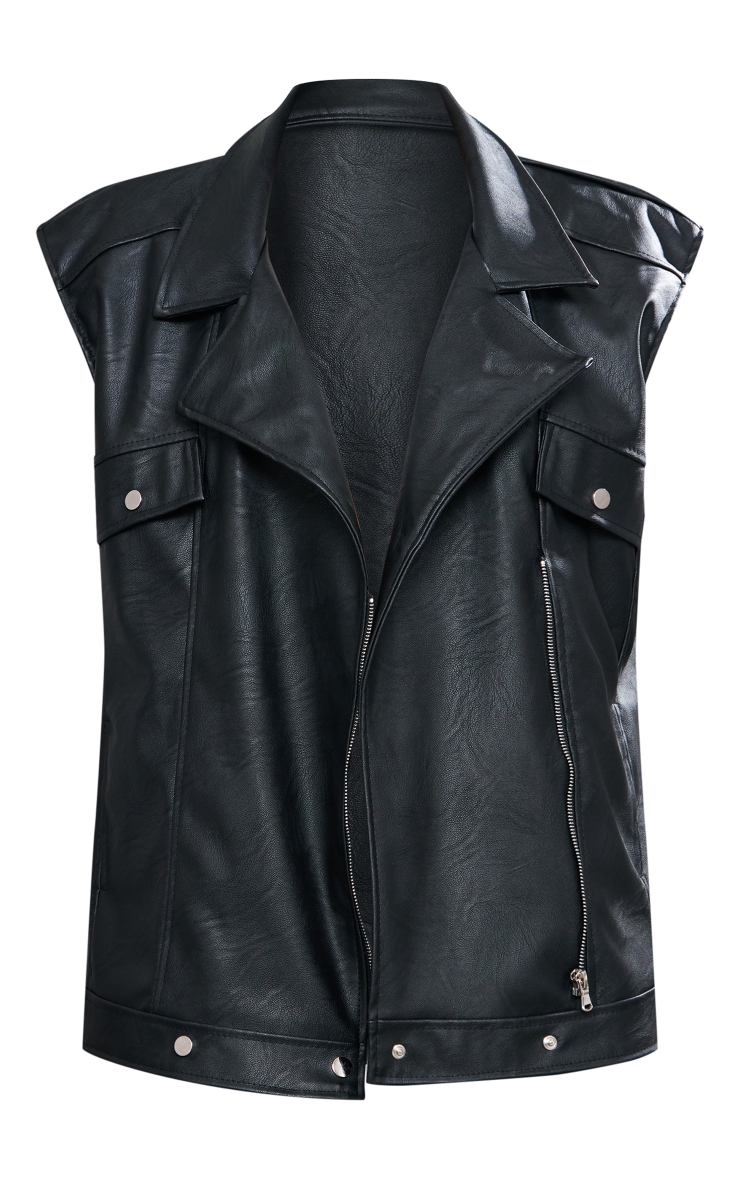 Black Faux Leather Vest image 5