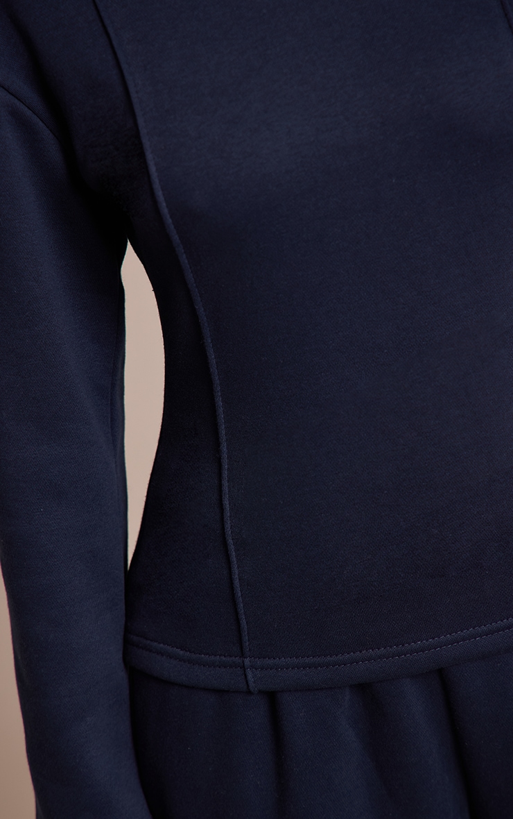 Petite Navy Long Sleeve Waist Cinched Sweatshirt image 4