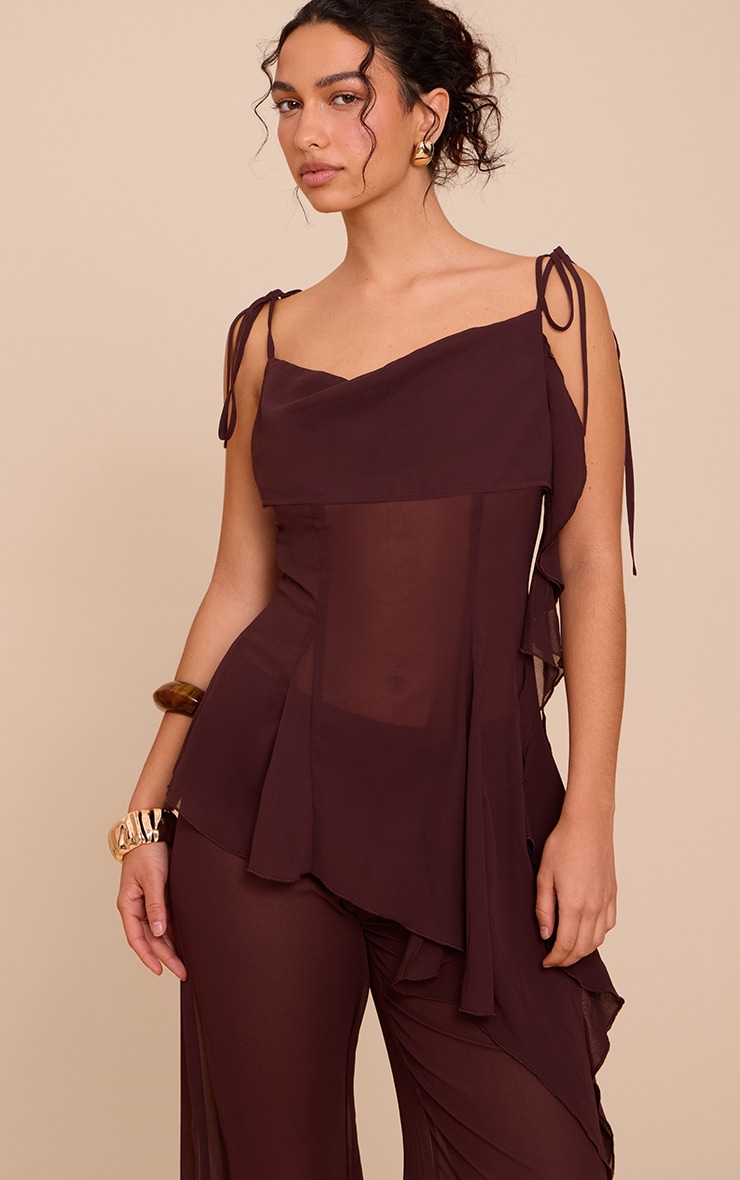  Plum Chiffon Frill Cami Top image 1