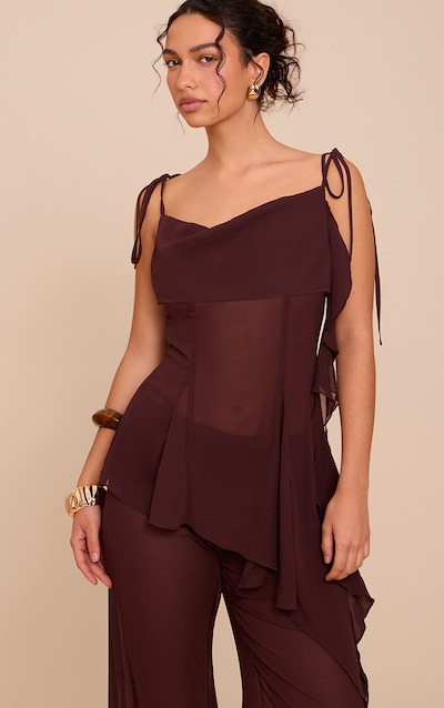 Plum Chiffon Frill Cami Top