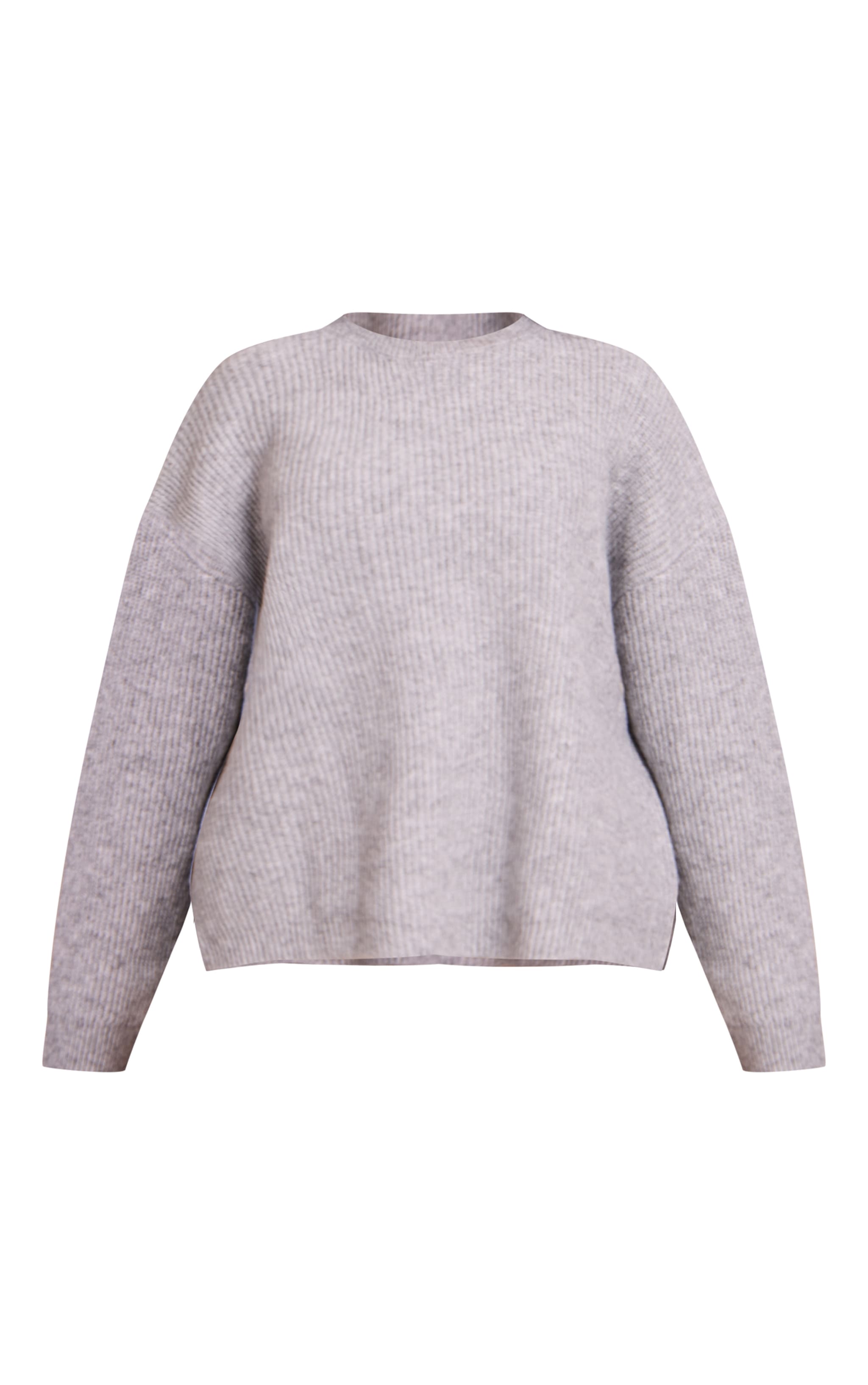 Petite Ash Grey Round Neck Knit Raglan Sleeve Sweatshirt image 5