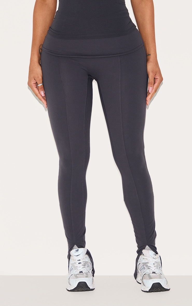 Shape Charcoal Sculpt Active Fold Over Waist Split Front Leggings image 2