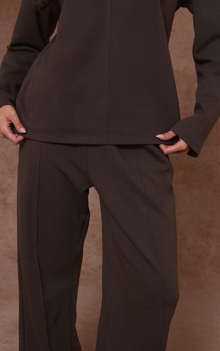 Chocolate Interlock Pintuck Straight Leg Joggers image 4