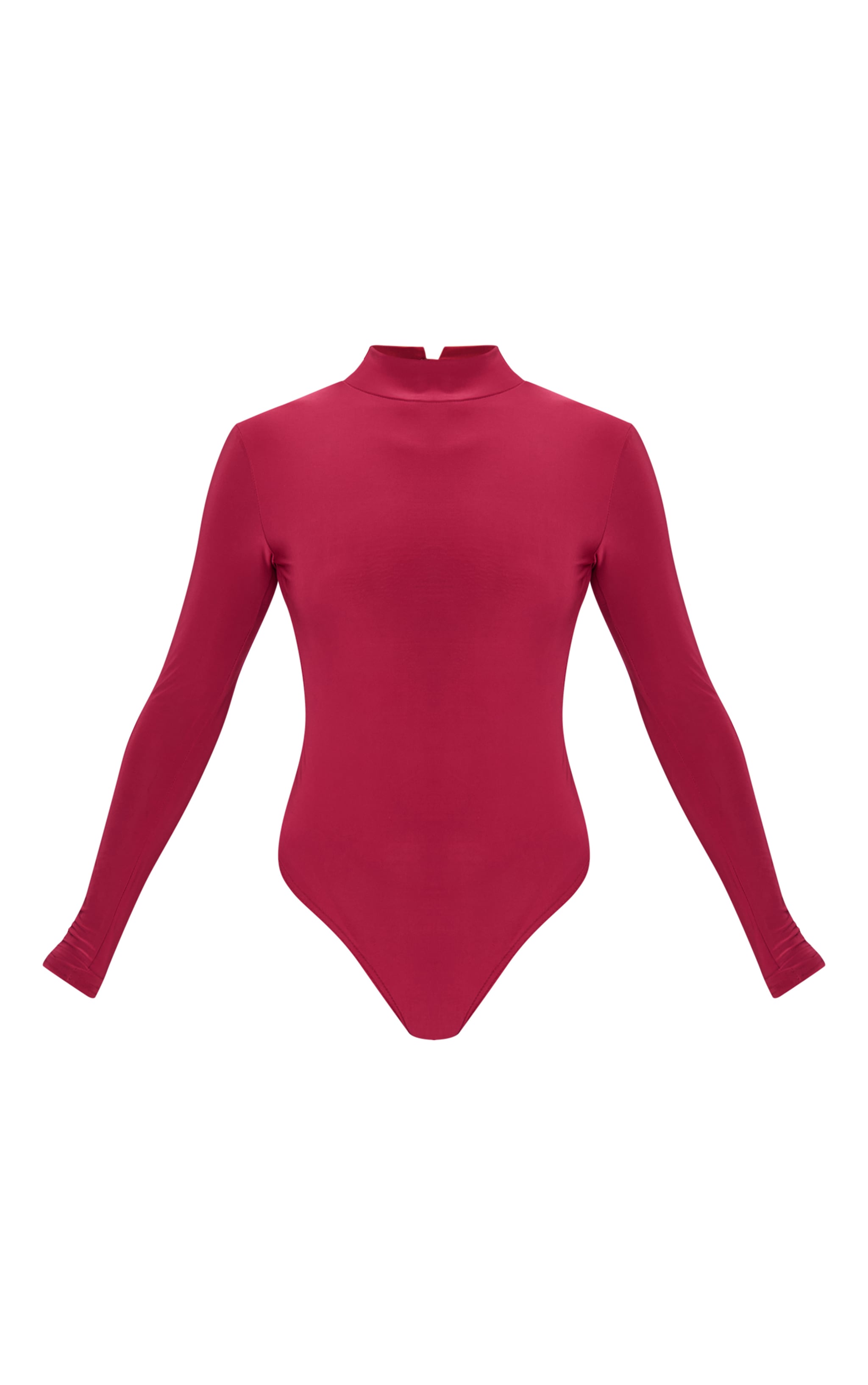Burgundy Slinky High Neck Backless Bodysuit image 5