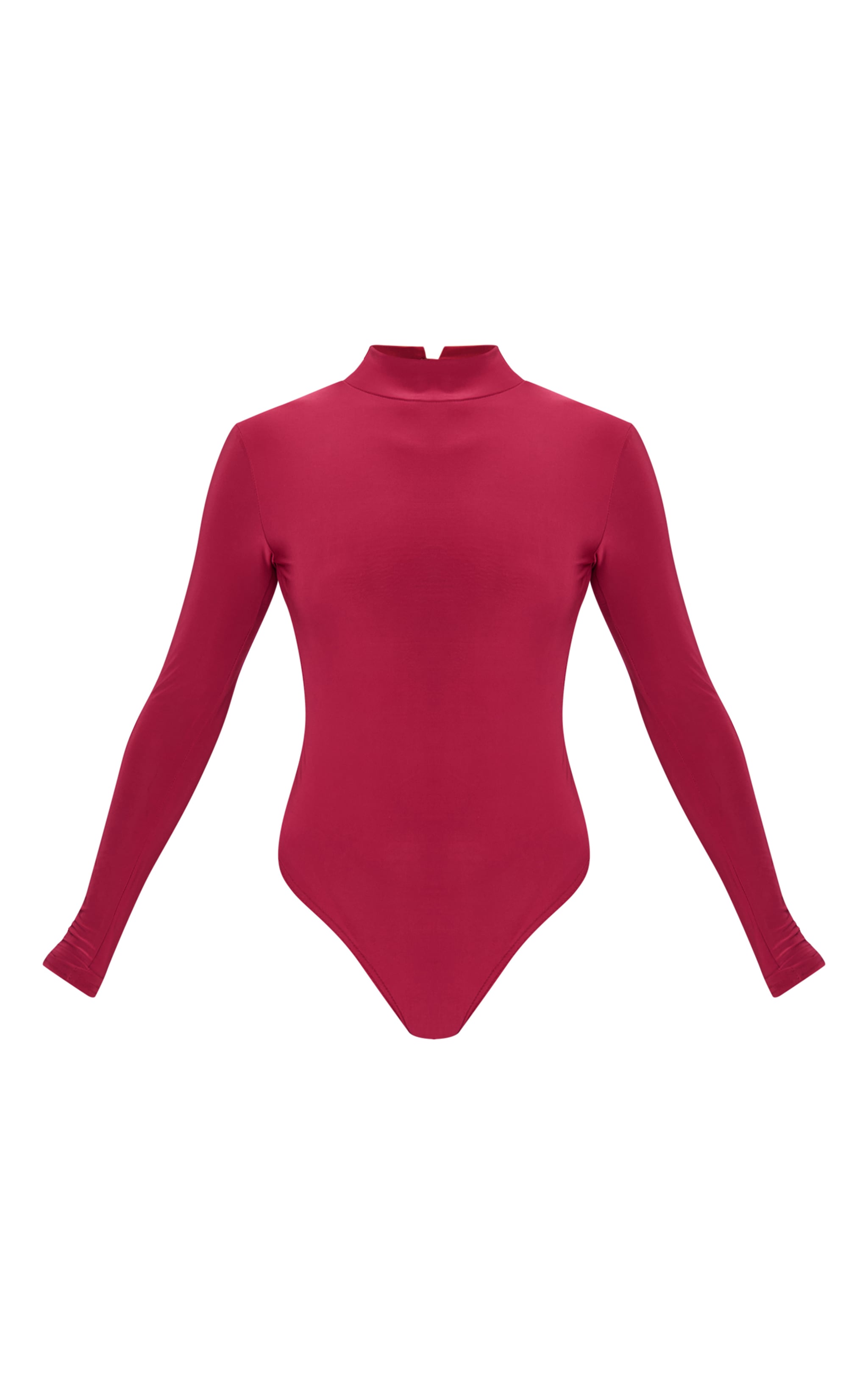 Burgundy Slinky High Neck Backless Bodysuit image 1