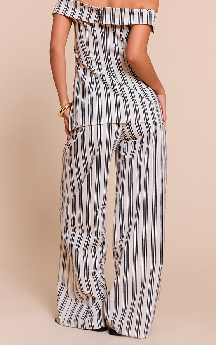Natural Textured Stripe Tailored Wide Leg Pants | Co-ords